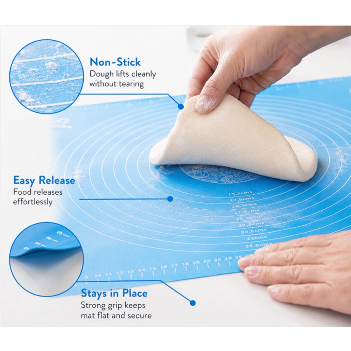 Silicone Baking & Rolling Mat with Measurement Guide – Non-Stick, Reusable, Easy to Clean