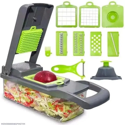 14-in-1 Multi-Function Vegetable Chopper & Slicer | Manual Mandoline Cutter & Grinder with Container