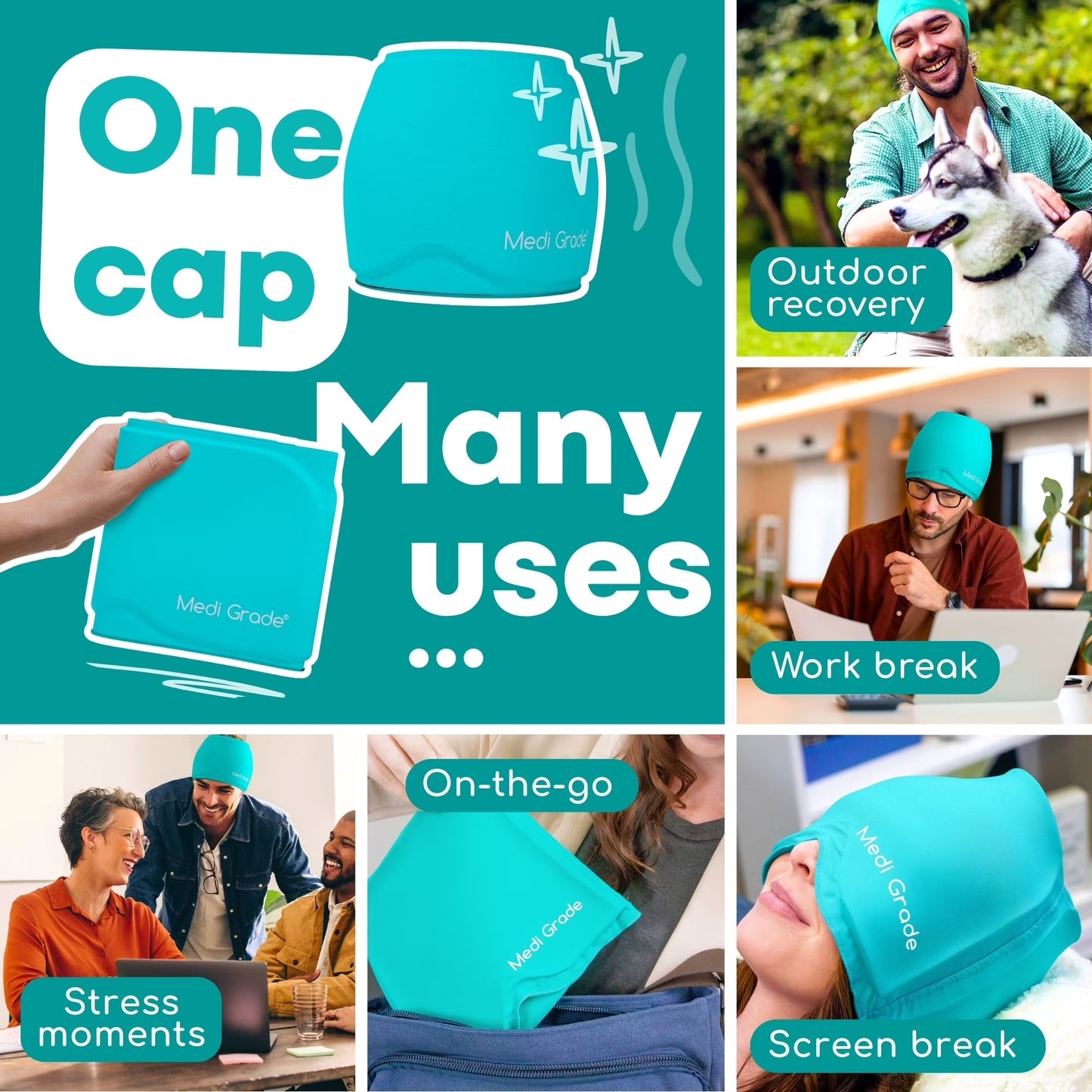 Migraine Relief Cap – Cooling Gel Headache Hat & Cold Therapy Mask