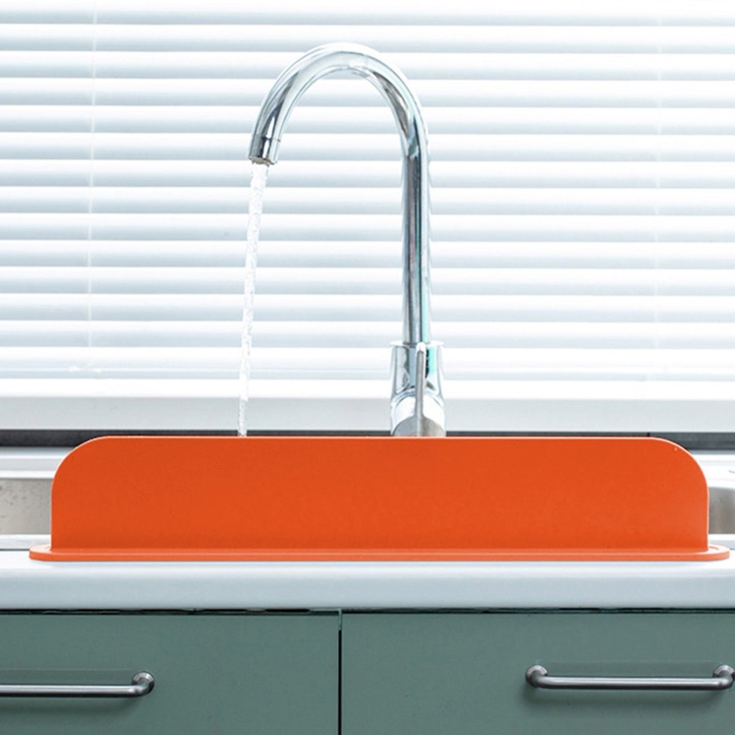 Silicone Sink Splash Guard with Double Suction Cups | Flexible Water Splash Stopper for Kitchen & Bathroom (15-Inch)