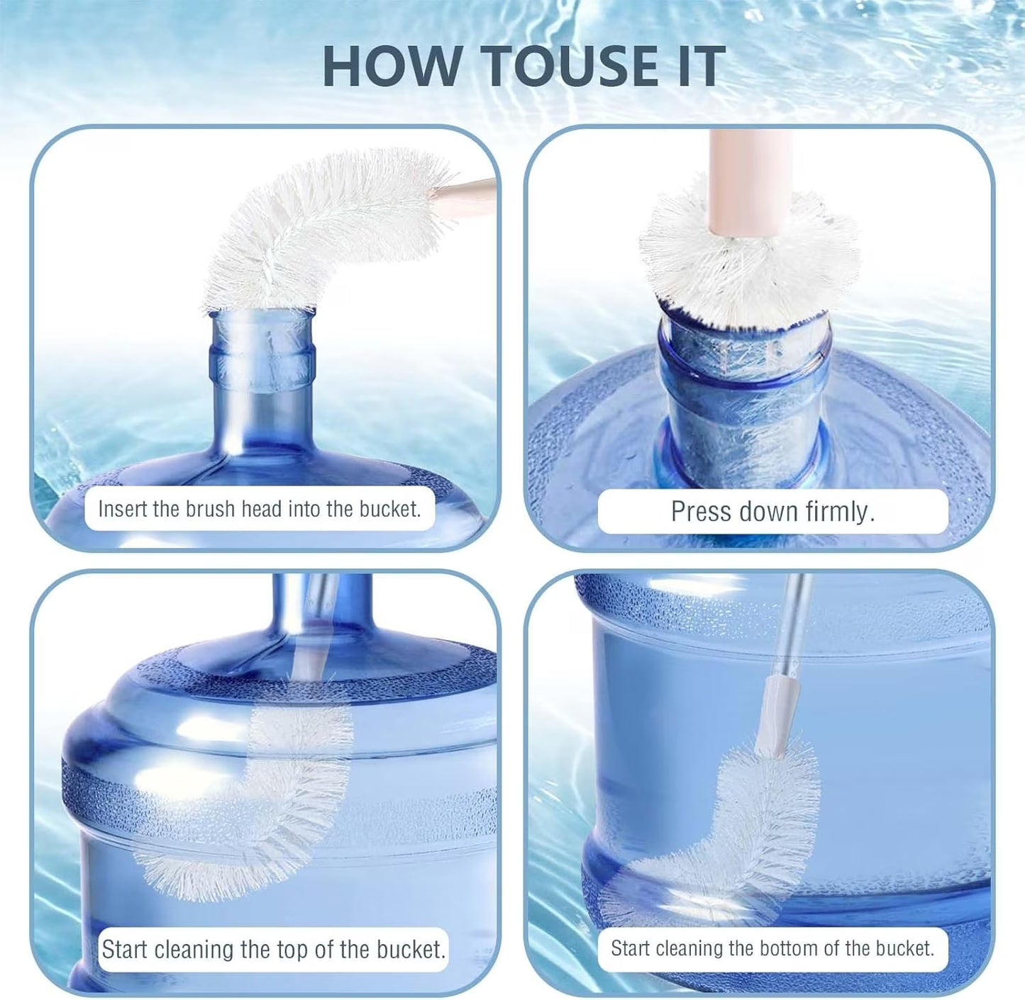 19 Litre Water Bottle Cleaning Brush with Stainless Steel Rod