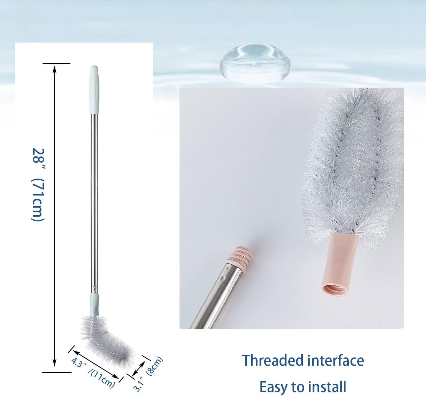 19 Litre Water Bottle Cleaning Brush with Stainless Steel Rod