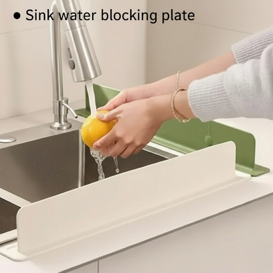 Silicone Sink Splash Guard with Double Suction Cups | Flexible Water Splash Stopper for Kitchen & Bathroom (15-Inch)