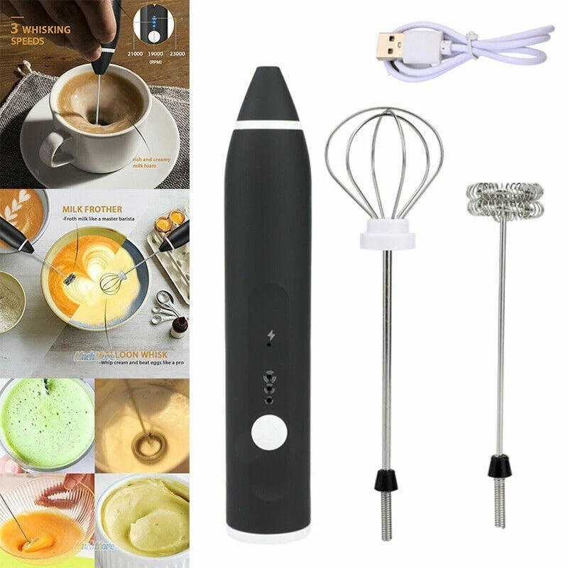 2-in-1 Rechargeable Coffee Beater & Electric Milk Frother | Portable Handheld Drink Mixer